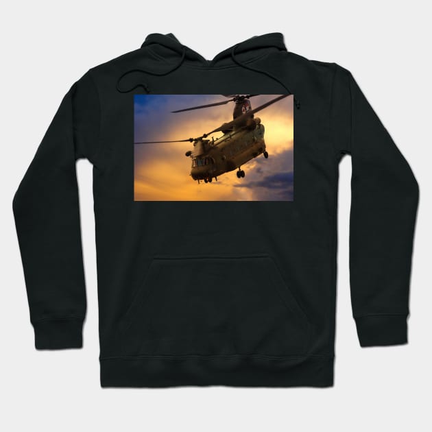 Chinook Sunrise Hoodie by aviationart